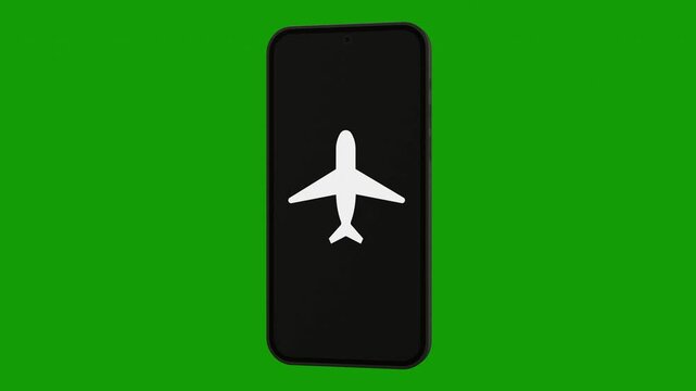 A smartphone screen shows a large white animated airplane icon, symbolizing Airplane Mode.&rdquo;
