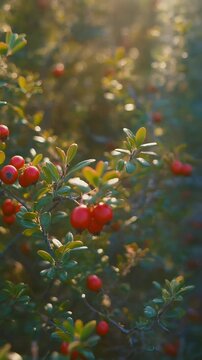 Bright Rockspray Cotoneaster In Sunlight