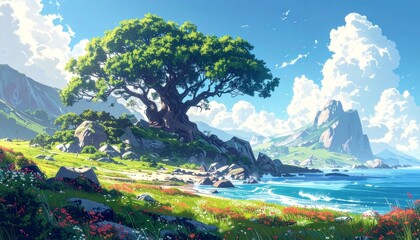 Naklejka premium 天空 森