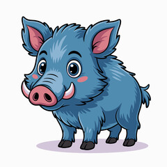 Naklejka premium An adorable blue cartoon piglet with exaggerated features and a cheerful expression, perfect for children's illustrations or playful themes related to animals and fun.