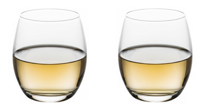 Two wine glasses with white wine isolated on a transparent background - Powered by Adobe