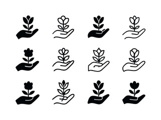 Flower Gesture Icons. Receiving flowers or a thoughtful gesture.