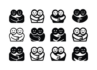 Obraz premium Group Hug Icons. Group Hug. Icon set. Set Logo of Group Hug: smi