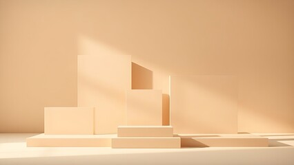 Minimalist composition of rectangular objects in neutral tones, abstract technology representation.