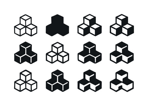 Boxy Structure Logos. Boxy Structure. Icon set. Set Logo of boxy