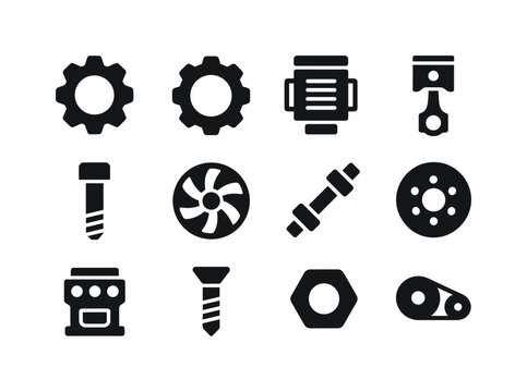 Core Mechanics Icons. Core Mechanics. Solid icon set of Core Mec