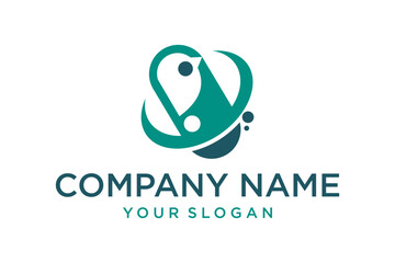 Modern Abstract Logo Design with Interconnected Teal Shapes and Dots for Corporate Branding