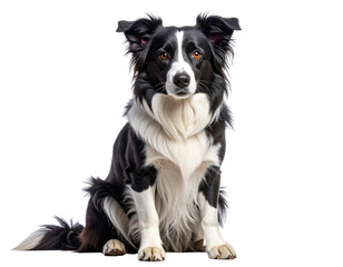 Fototapeta premium Border Collie Sitting and Looking Forward, Full Body, Isolated on Transparent Background (2)