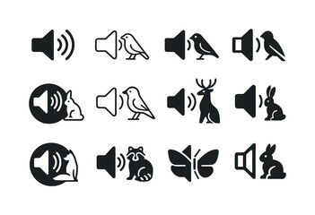 Obraz premium Wildlife Noise Icons. noise pollution