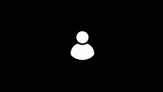 White user profile icon in a simple flat graphic style, centered on a solid black background, representing online identity or account login