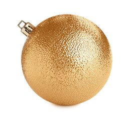 Beautiful golden Christmas ball isolated on white