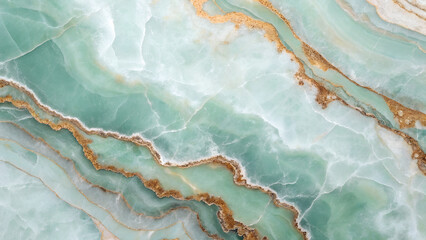 Exquisite light green onyx marble texture with golden veins, a captivating and versatile background for design and artistic endeavors