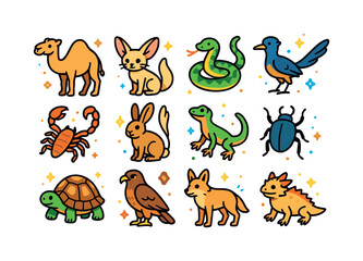 Obraz premium Desert Animal Icons. Desert animals. Colorful isometric vector i