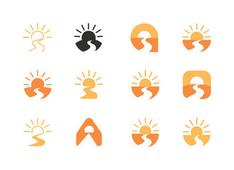 Sunlit Path Logos. Sunlit paths. Icon set. Set Logo of Sunlit pa