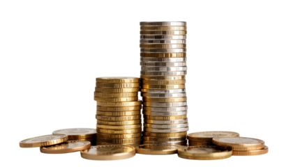 Stack of coins representing financial growth and wealth accumulation, symbolizing investment and savings