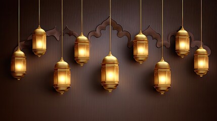 Elegant Hanging Lanterns in Warm Glow Against Rich Textured Background for Exquisite Home Decor or Event Illumination Ideas