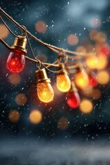 Creative Abstract Background with Neon Hanging Light Strip