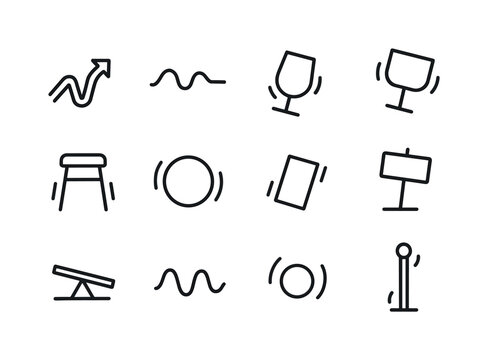 Wobble Icon Set. Wobble. Line icon set of Wobble: wobbling arrow