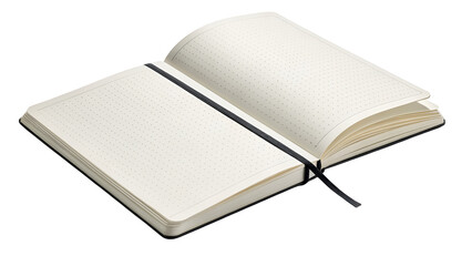 Open Black Notebook with Dot Grid Pages and Elastic Closure