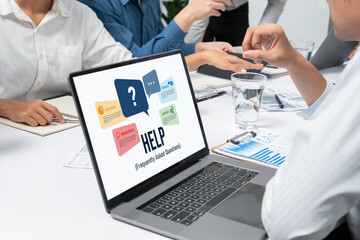 Help screen on the website provide answer to FAQ frequently asked question brisk with knowledge...