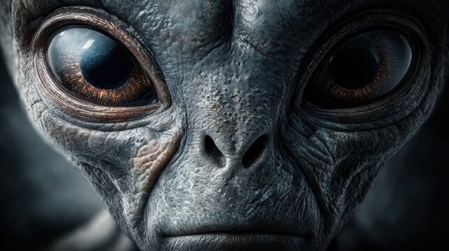 Detailed Sci-Fi Alien Portrait: Extraterrestrial Eyes Gaze