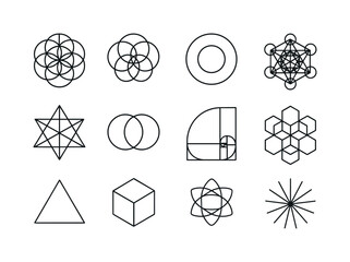 Sacred Geometry Icons. Sacred geometry. Line icon set of Sacred