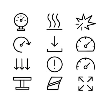 Speed Pressure Icons. Speed pressure. Line icon set of Speed pre