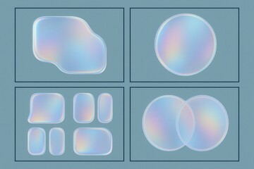 Ethereal translucent shapes with gradient hues in a minimalist layout showcasing modern design aesthetics and innovative graphic potential captured with clarity