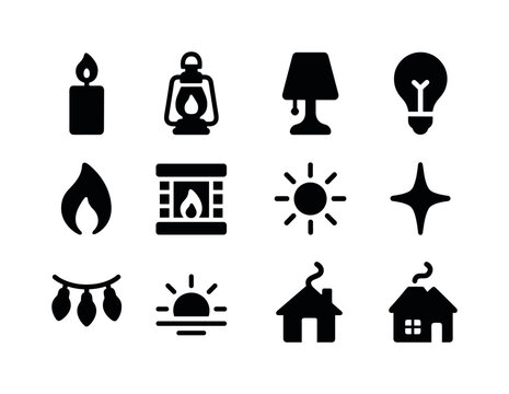 Warm Light Icons. Warm Light. Solid icon set of Warm Light: cand