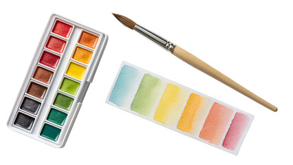 Artist's Watercolor Paint Set with Brush and Color Swatch Card