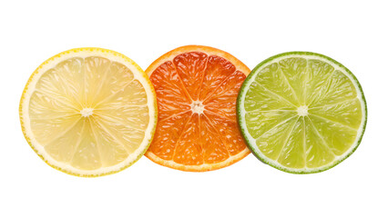 Sliced Citrus Fruits Isolated - Lemon, Orange, and Lime