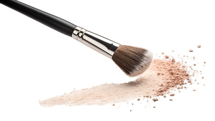 Makeup Brush with Beige Face Powder Swatch