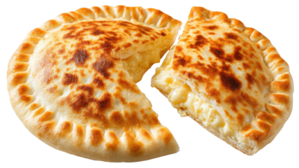 Delicious cakes and slices with cheese and crust, isolated bakery food