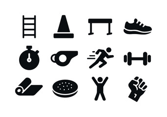Fototapeta premium Sports Conditioning Icons. Sports Conditioning. Solid icon set o