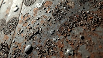 Close-up of weathered steel with rust patterns, revealing natural textures and age.