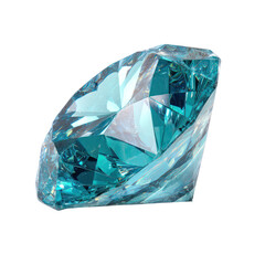 Bright aquamarine diamond jewel with crystal texture high resolution on transparent background