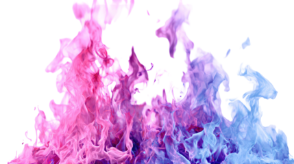 Bright pink, purple, and blue fire flames high resolution on transparent background