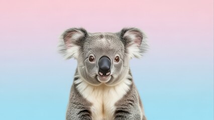 Fototapeta premium Cute Koala Portrait on Soft Pastel Background