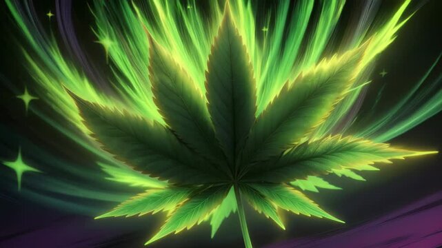 marijuana cannabis leaf Background animation seamless loop evolving psychedelic 4k