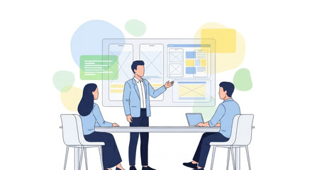 Fototapeta premium Team Presentation with Project Board in Meeting Room