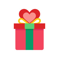 vector clip art romantic gift box on white background for web and graphic design