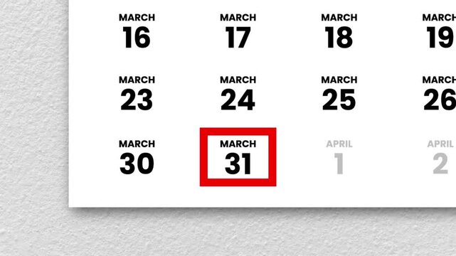 The date March 31, 2026 marked with a red cursor on the wall animation