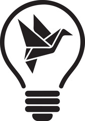 Idea Concept Paper Bird With Light Bulb Vector Silhouette