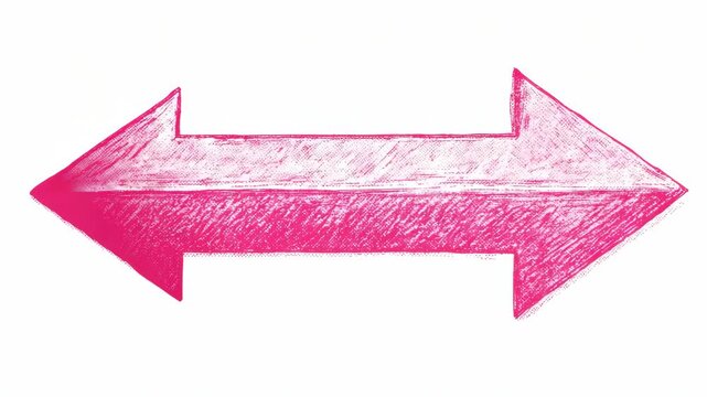Hand-drawn pink double-headed arrow with sketch style on white background, representing direction, choice, or two-way concepts