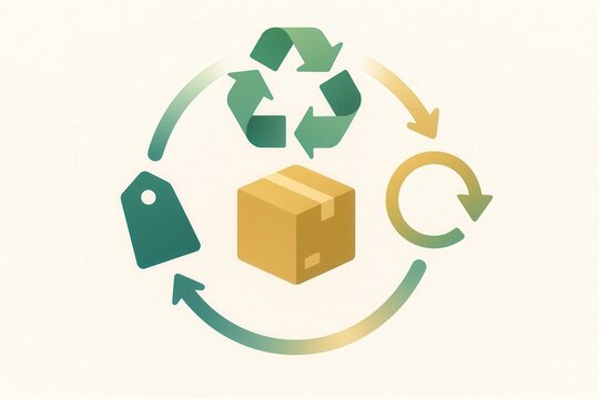 Sustainable packaging redesign concepts showcasing recyclable materials, circular economy principles, and eco friendly practices in modern commerce, promoting environmental responsibility and