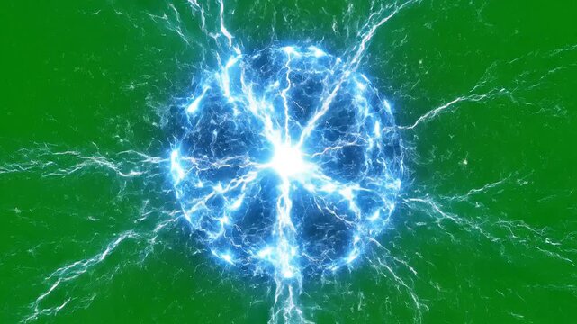 Electric blue sphere magic spell vfx animation green screen chroma key effect