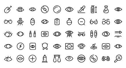 Ophthalmology and Vision Care Line Icons Collection
