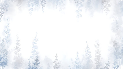 Obraz premium winter-foggy frame: Soft abstract background with misty pine tree silhouettes 
