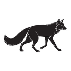 Walking Fox Silhouette Vector Illustration
