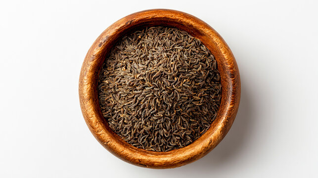 Consciousness is an ultra-realistic stock photo of cumin seeds in a bowl